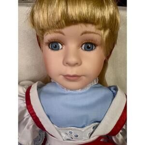 vintage kawaii porcelain alice in wonderland doll 703 striped socks lace apron